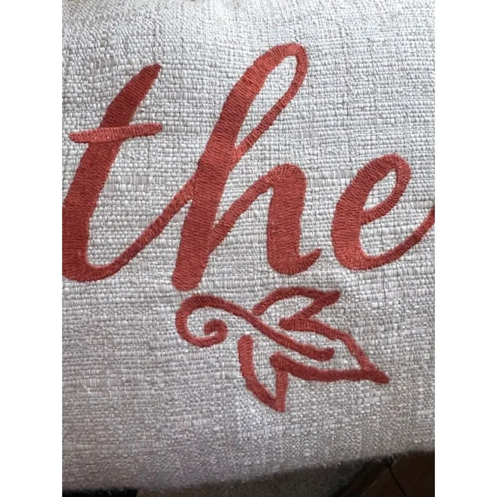 Fall Harvest “Together” Rectangle Decorative Pillow 23x13 Tan Orange Corduroy